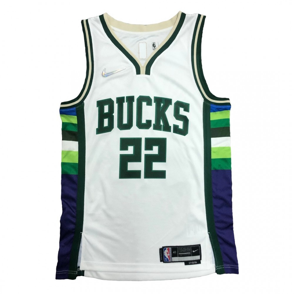 Men's Milwaukee Bucks Khris Middleton #22 White 2021/22 Swingman NBA Jersey - City Edition-Pro Kit Vault | Brand New 26/27 Sports Jerseys